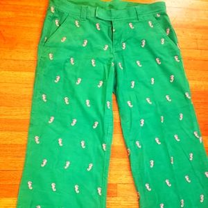 Lilly Pulitzer Green n Pink Capri Pants Seahorse - Alpha Kappa Alpha sz 4